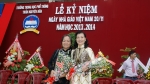 Cô Bùi Thi Loan - Nguyên Hiệu trưởng nhà trường cùng cô Nguyễn Thị Ngoãn trong buổi lễ